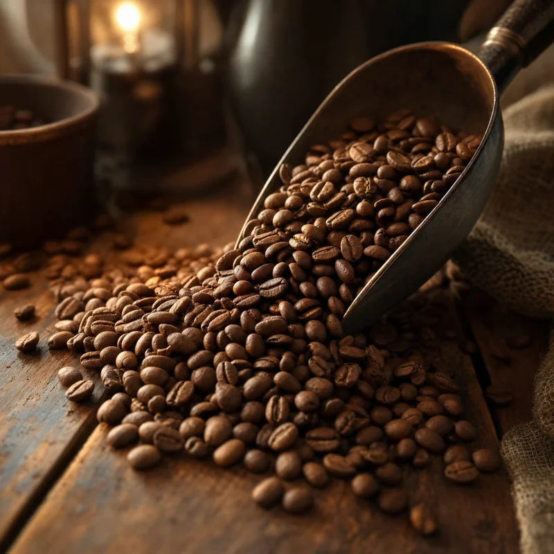 Café recién tostado, aroma cálido